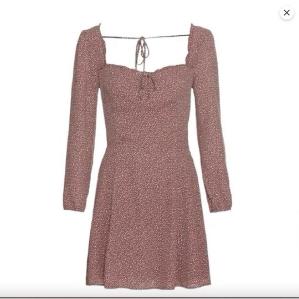 Abercrombie & Fitch Portrait Neck Long Sleeve Polka Dot Mini Dress Size Small